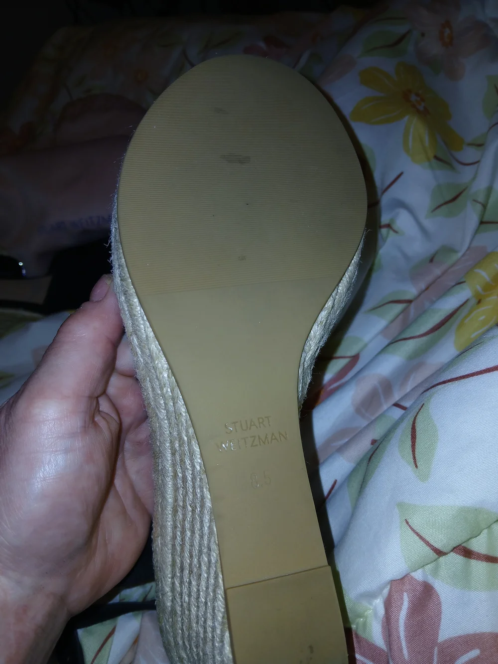 Stuart Weitzman Black Suede Espadrille Wedge Sandals - Picture 2 of 4